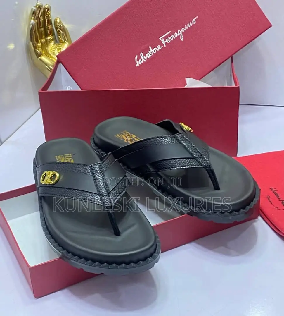 Original Salvatore Ferragamo Men Leather Slippers