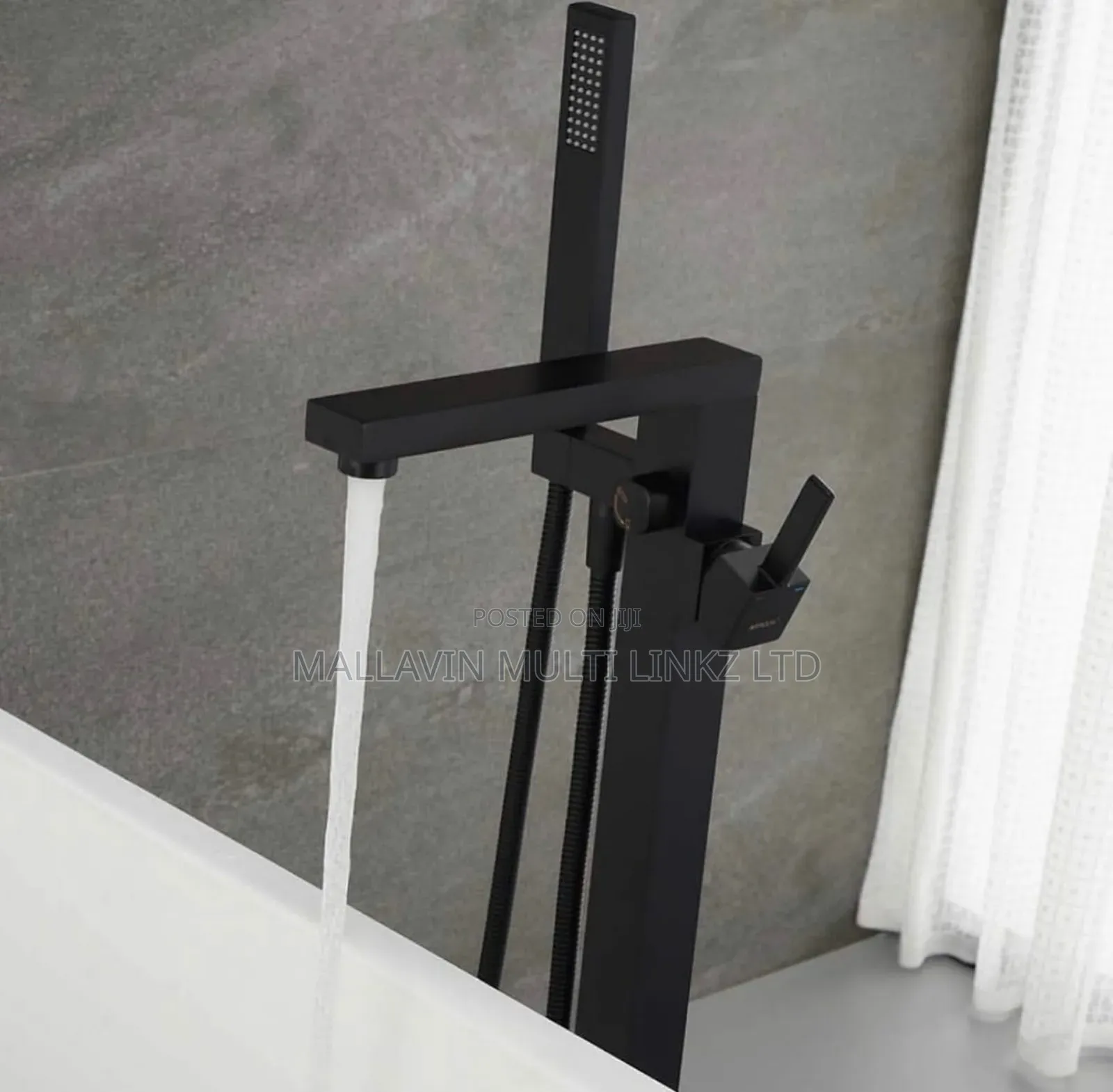 Matte Black Freestanding Floor Mounted Bathtub Filler Mixer