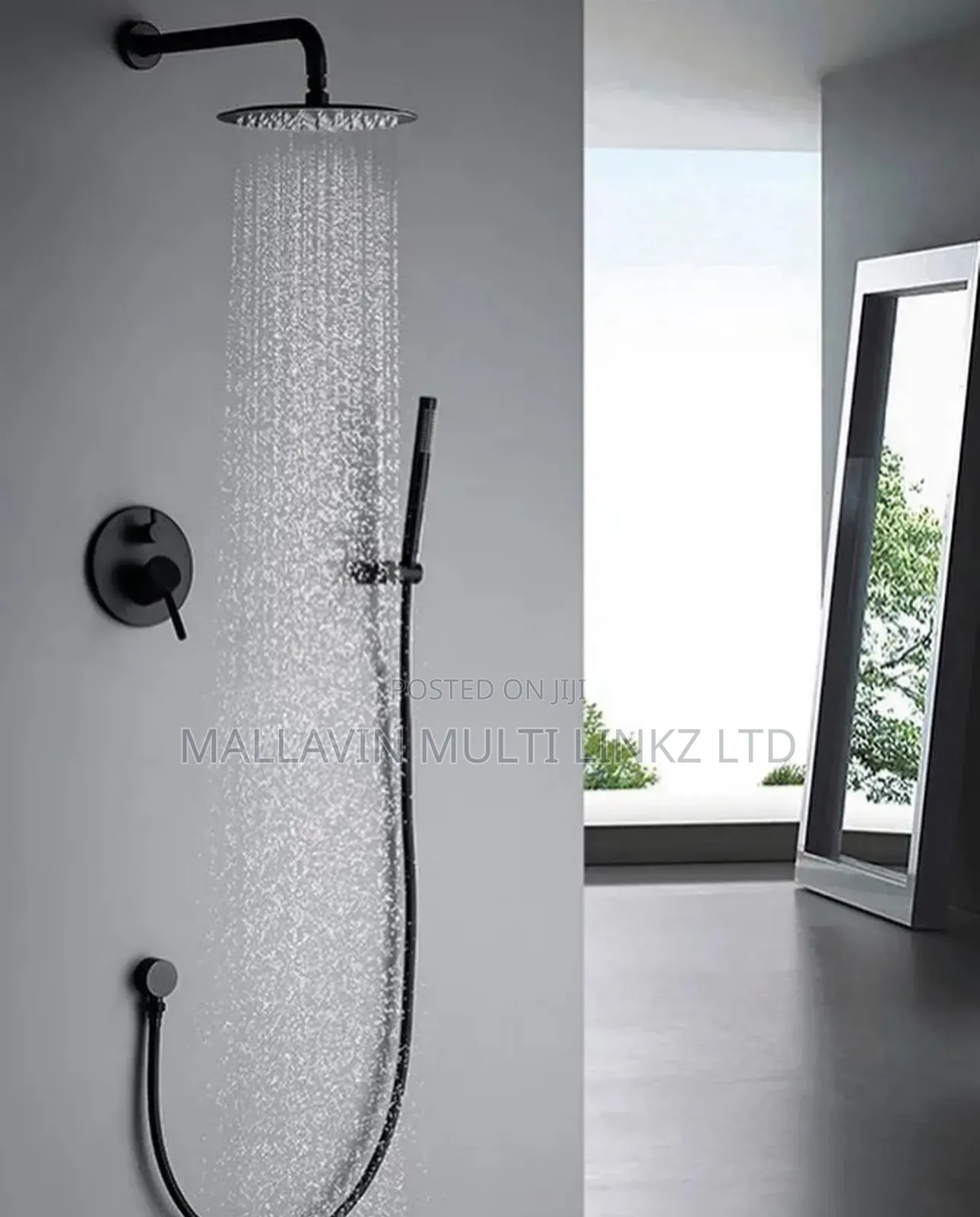 Matte Black Round Conduit Shower Set