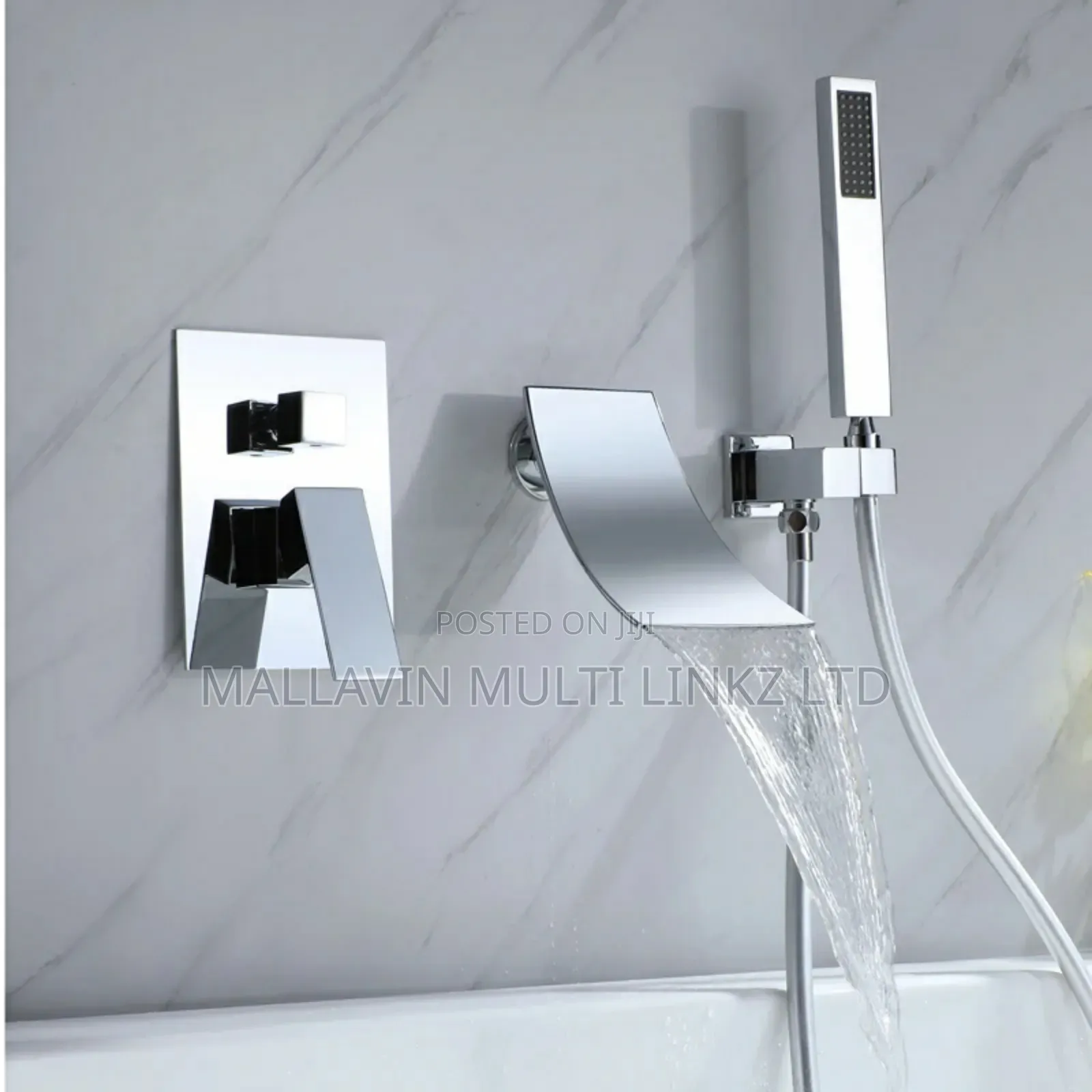 Wall Mounted Bathtub Faucet With Handshower Waterfall Mixer