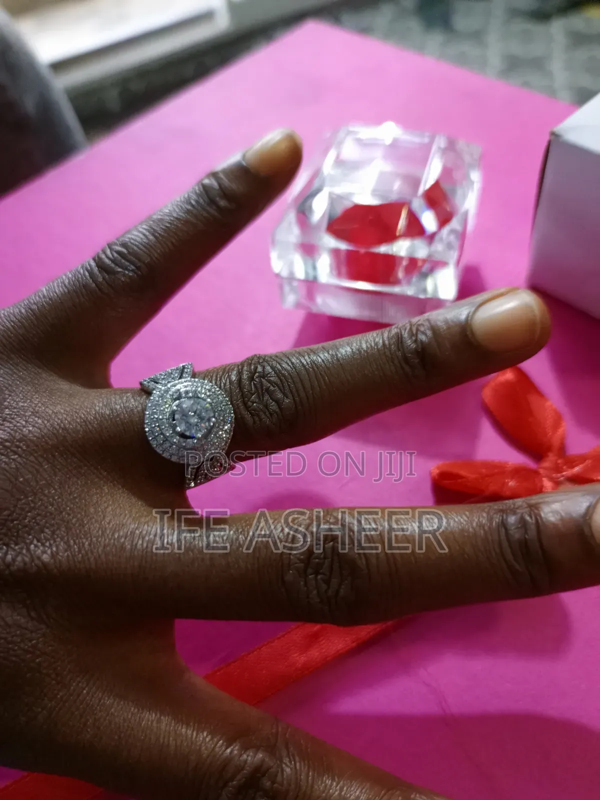 Ladies Silver Engagement Ring A01