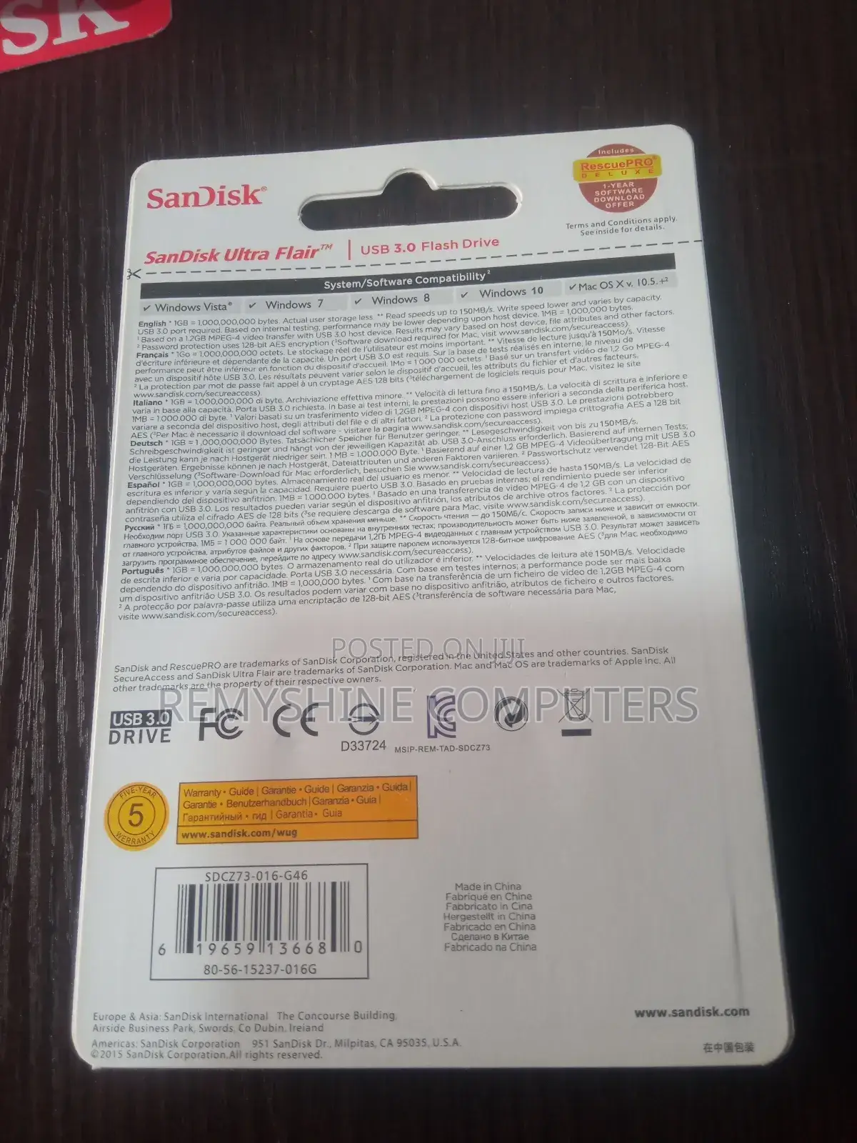 Sandisk Ultra Flair USB 3.0 Flash Drive 16gb