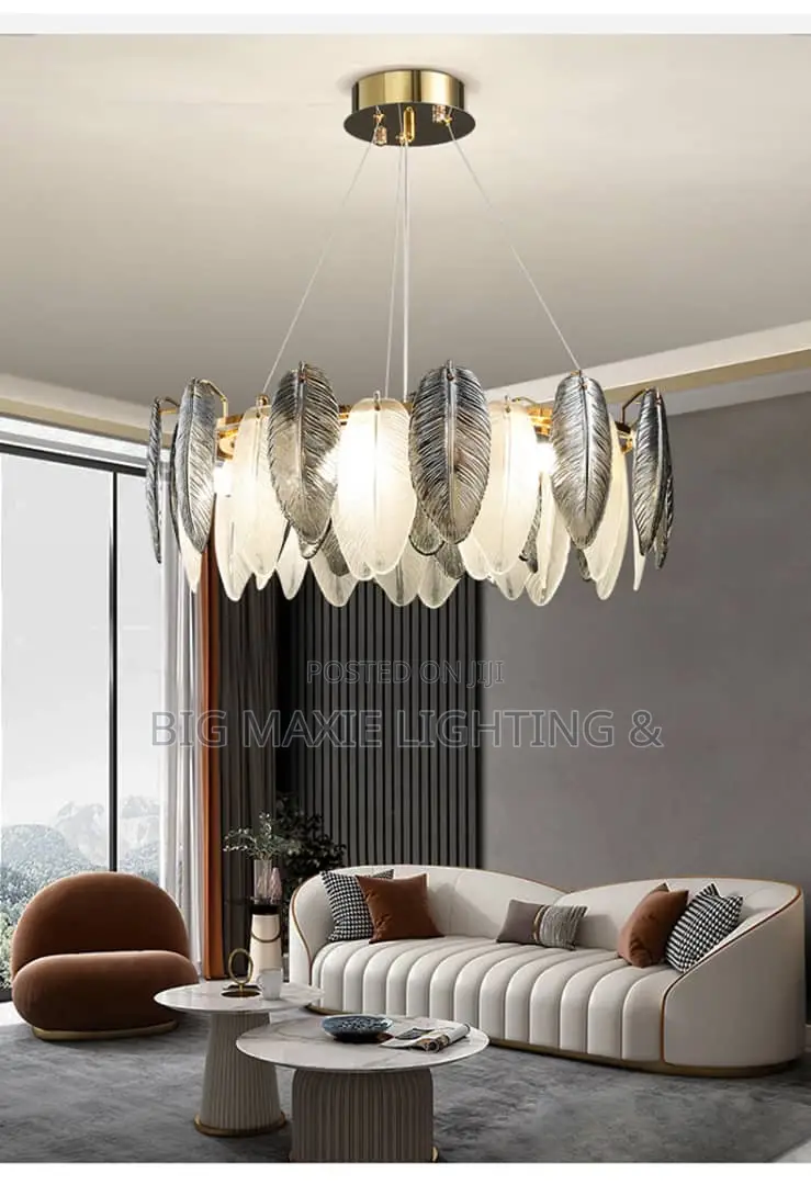 Modern Luxury Glass Feather Pendant Living Room Chandelier