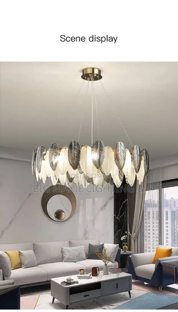 Modern Luxury Glass Feather Pendant Living Room Chandelier