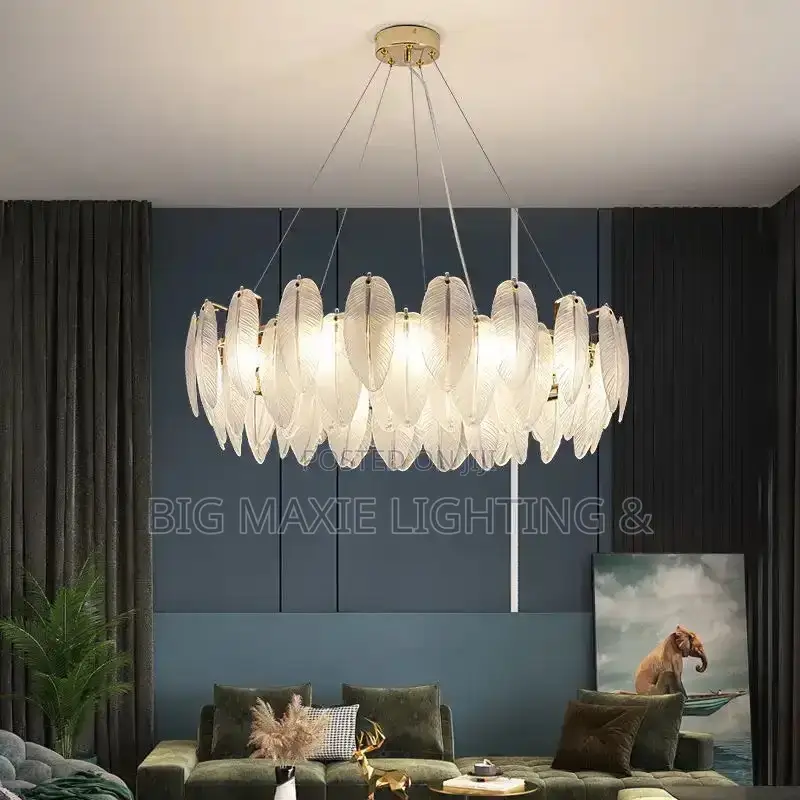 Luxury Crystal Chandelier Glass Feather Lamp