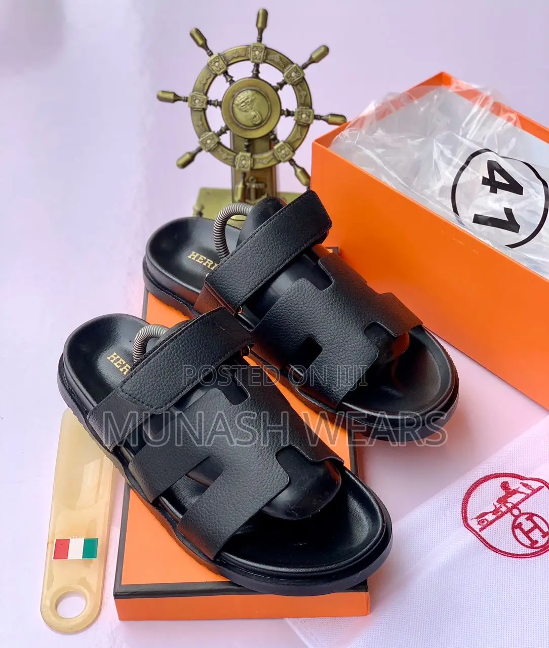 Hermes Leather Slipers