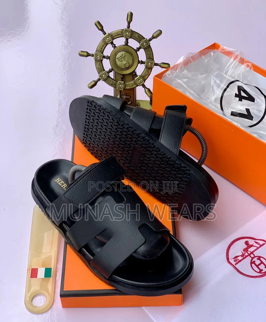 Hermes Leather Slipers