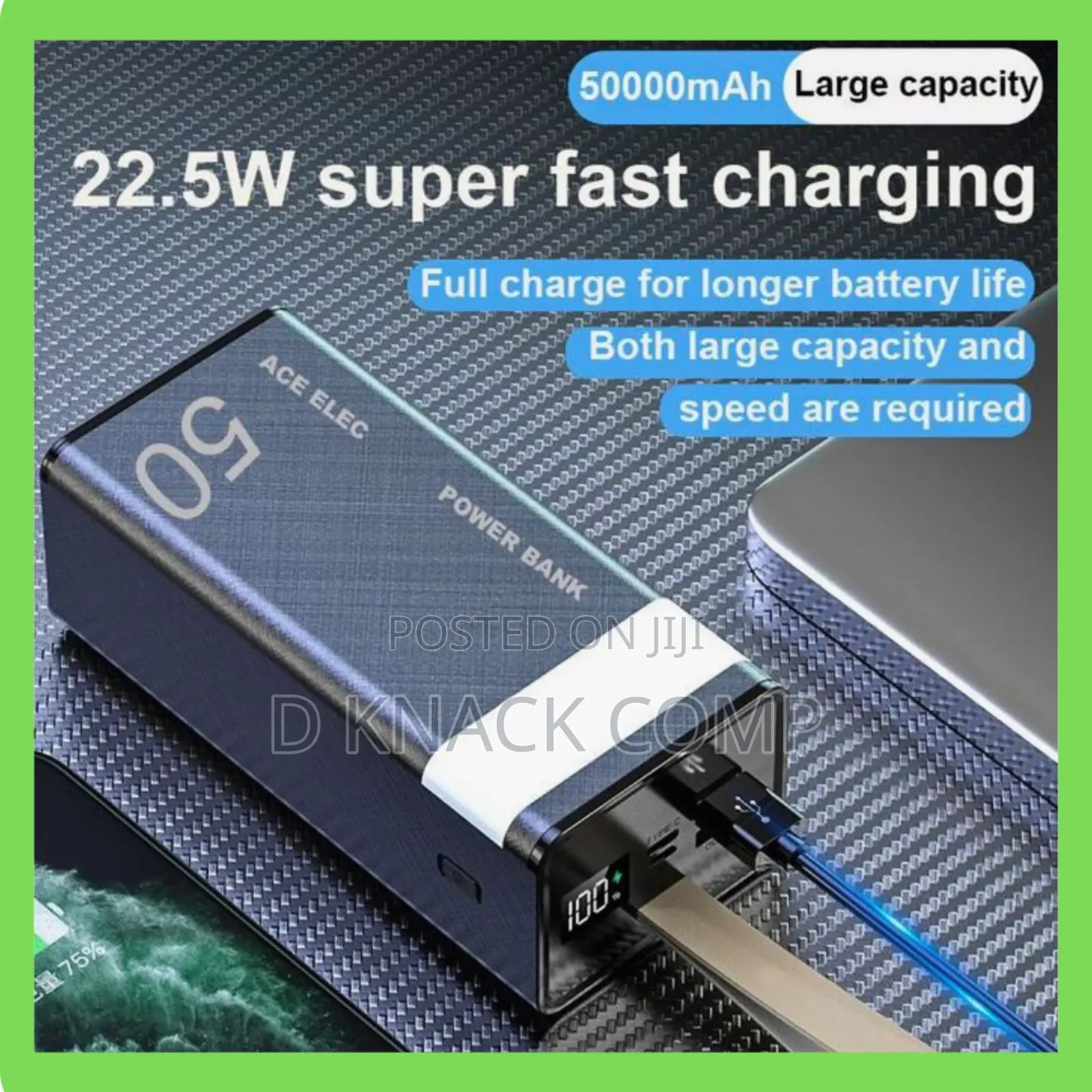 Ace Elec 50000 Mah Power Bank Emergency Light Fast Charger