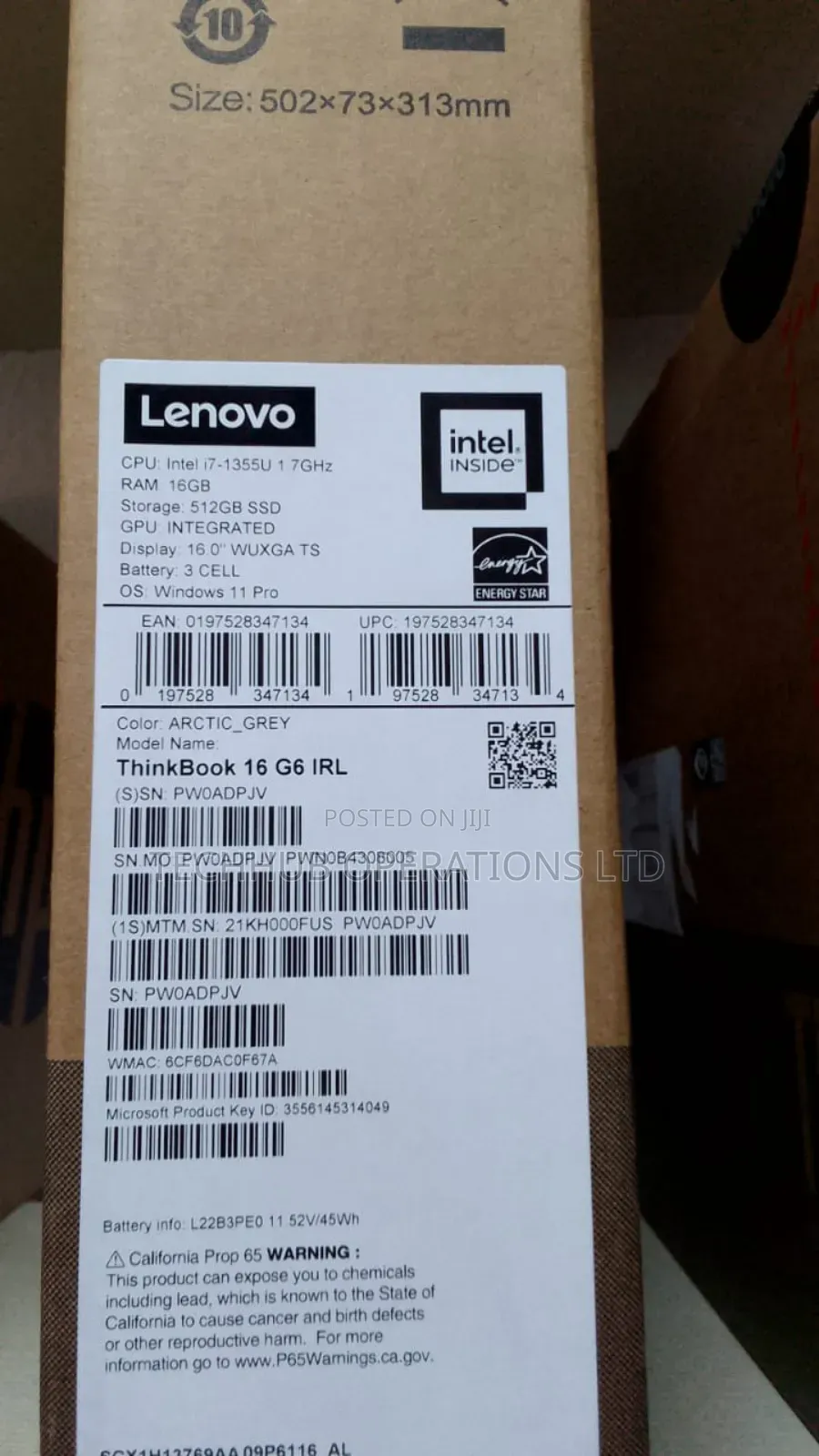 New Laptop Lenovo ThinkBook 15 16GB Intel Core i7 SSD 512GB