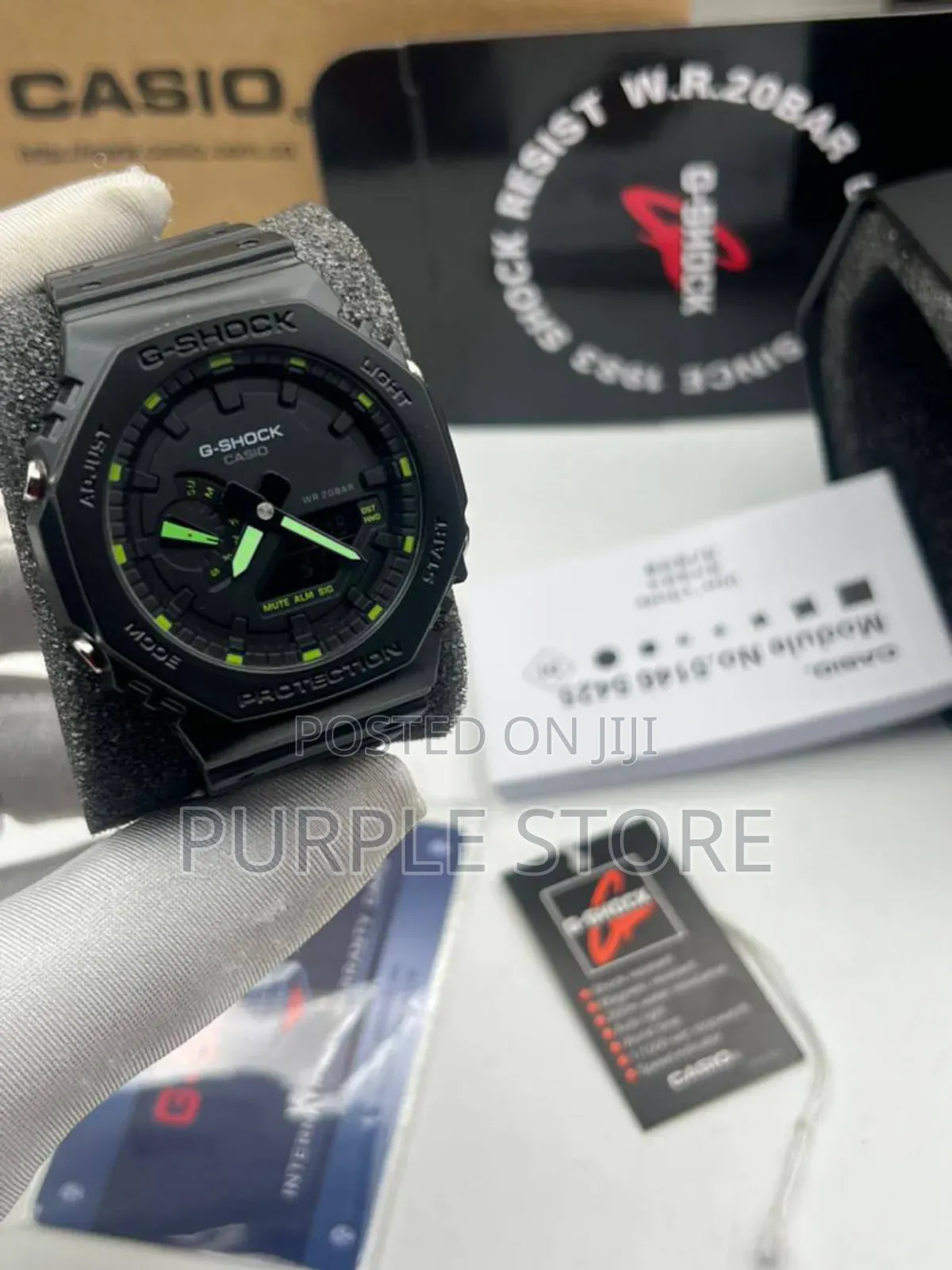 Gshock Gmt. Double. Time. Display Watch. Black
