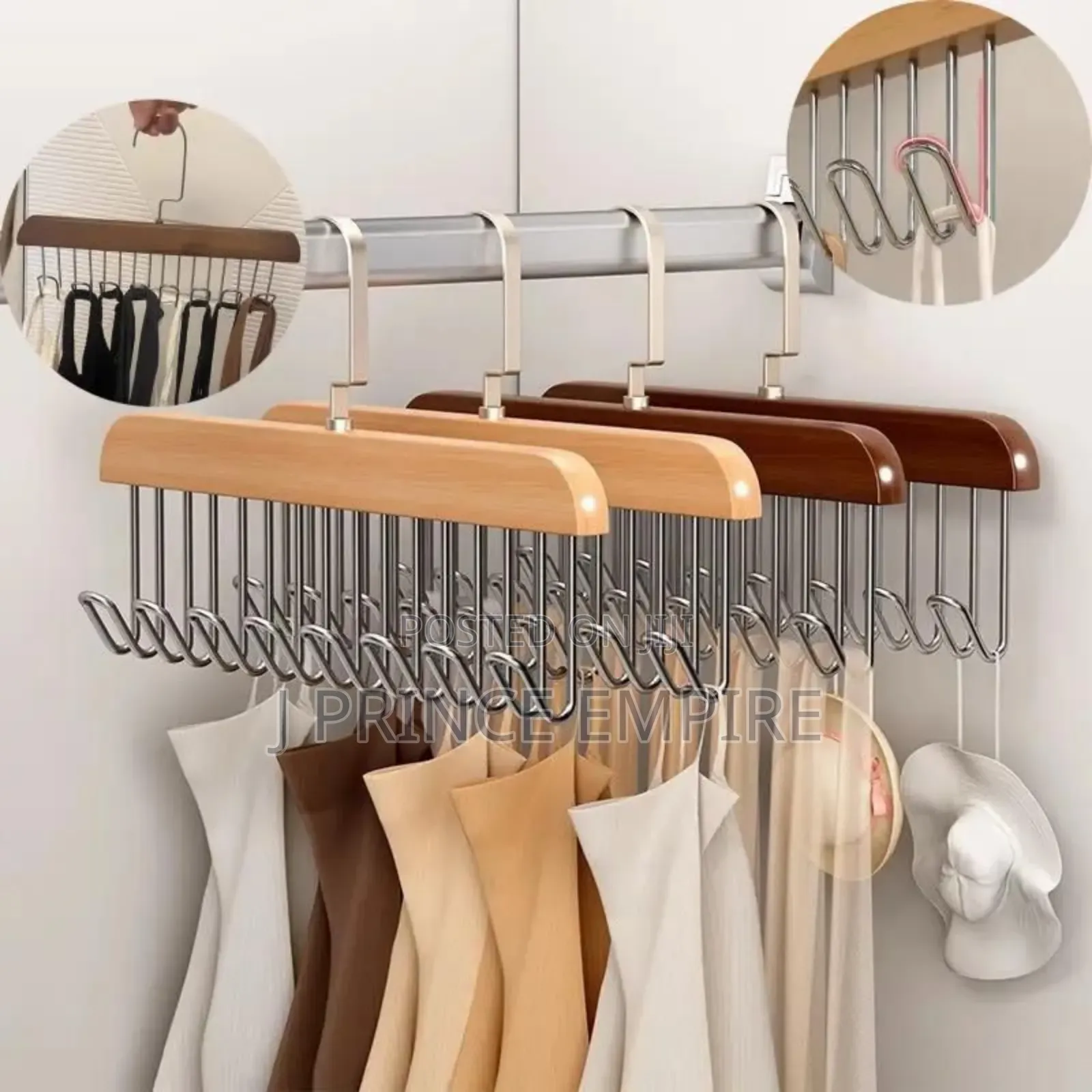 Solid Wood Hanger With Multiple Hooks Clothes