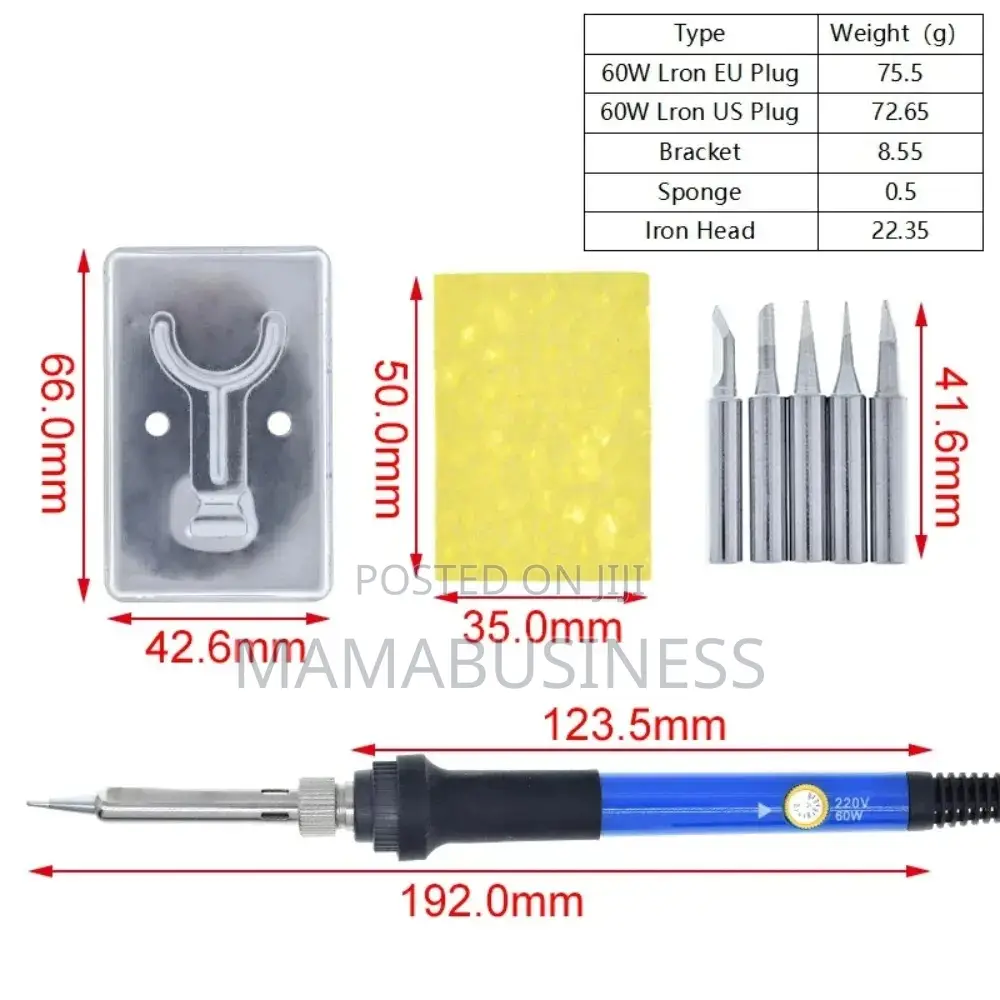 8pcs Adjustable Temperature Electric Soldering Iron 220v 60w
