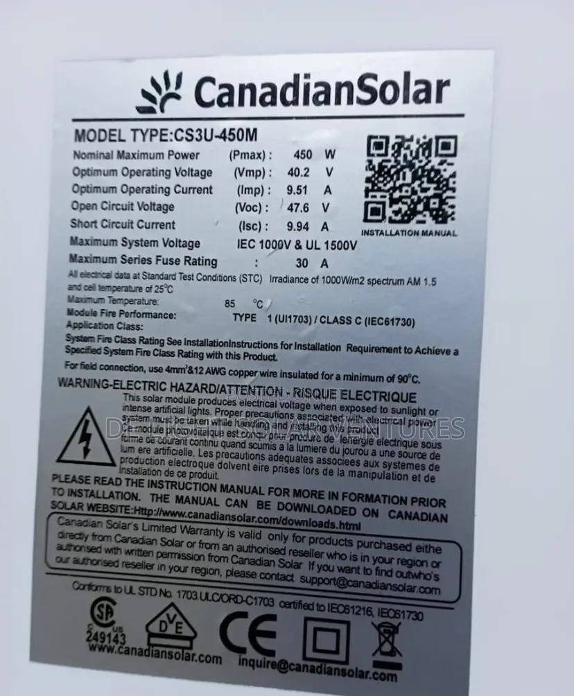 450w Canadian Use Mono Panel 96 Cell Available