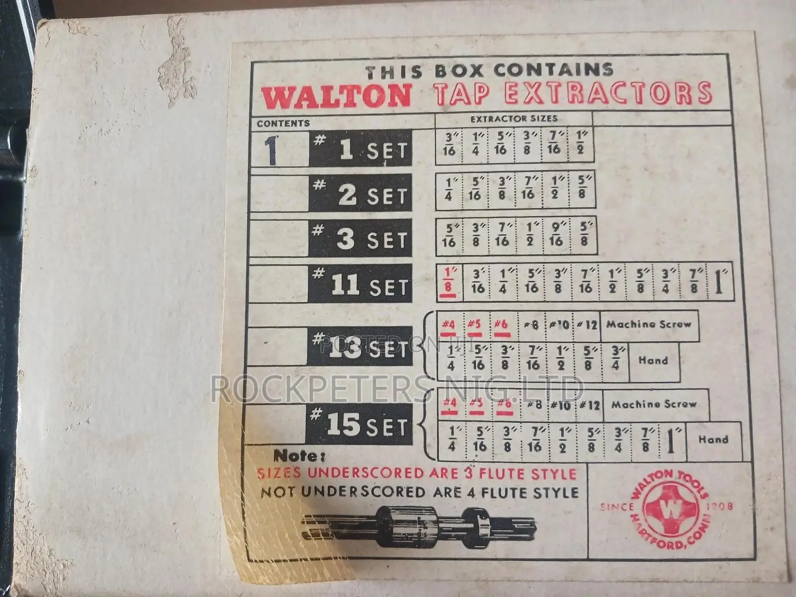 6pc 3/16" - 1⁄2" WALTON TAP EXTRACTORS