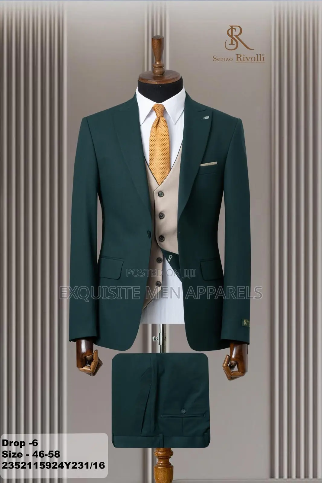 Latest Design Turkish 3pcs Senzo Rivolli Men’S Suit