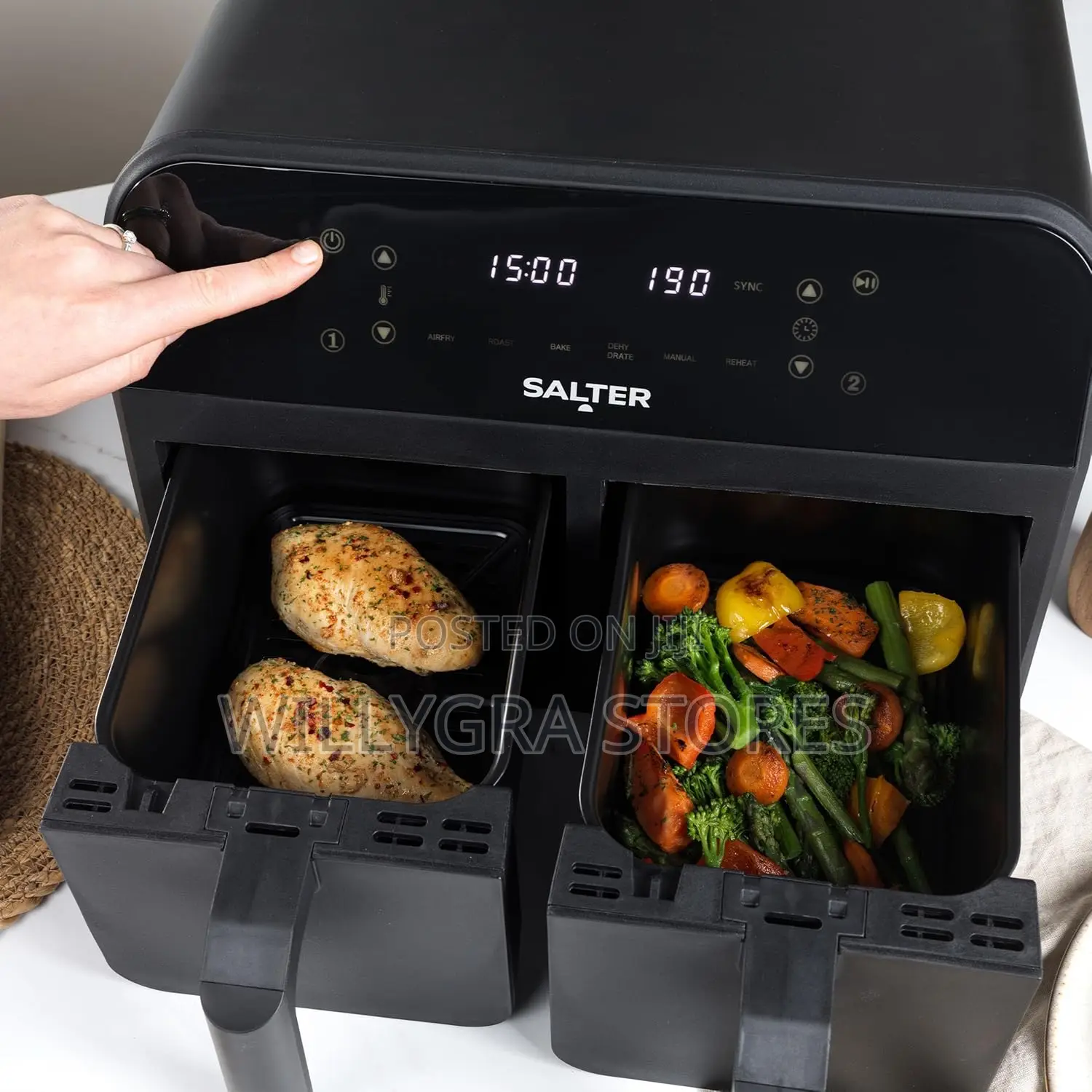 Salter Dual Air Fryer 2 X 3.7l Non-Stick Air Frying Drawers