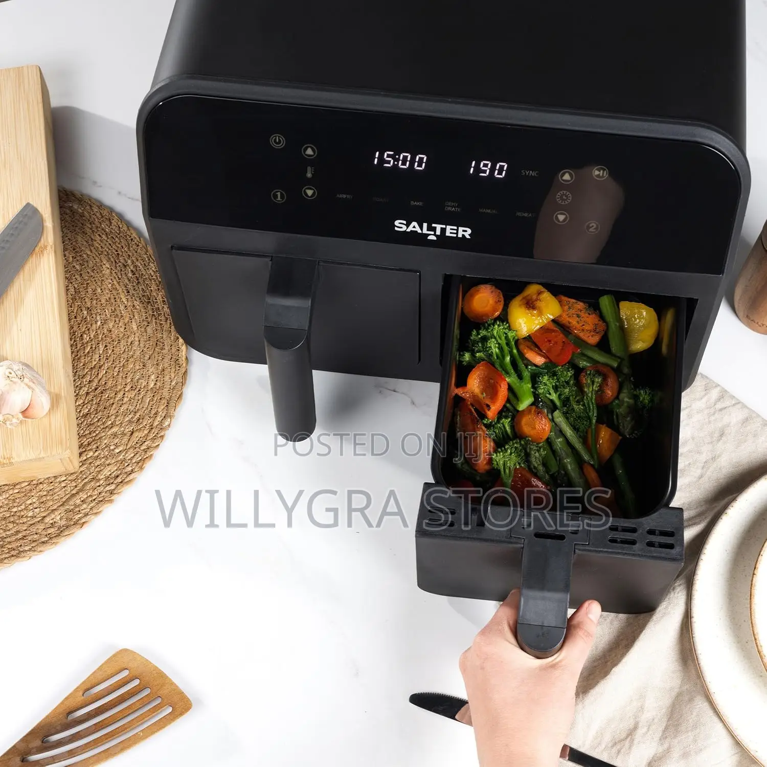 Salter Dual Air Fryer 2 X 3.7l Non-Stick Air Frying Drawers