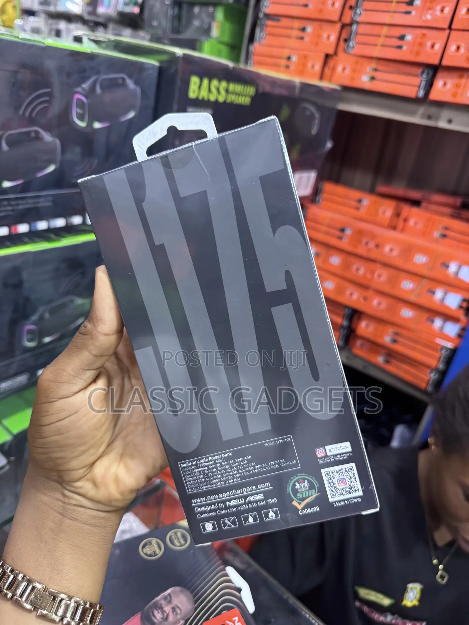 New Age J175- 12500mah Power Bank (With in-Built Cables