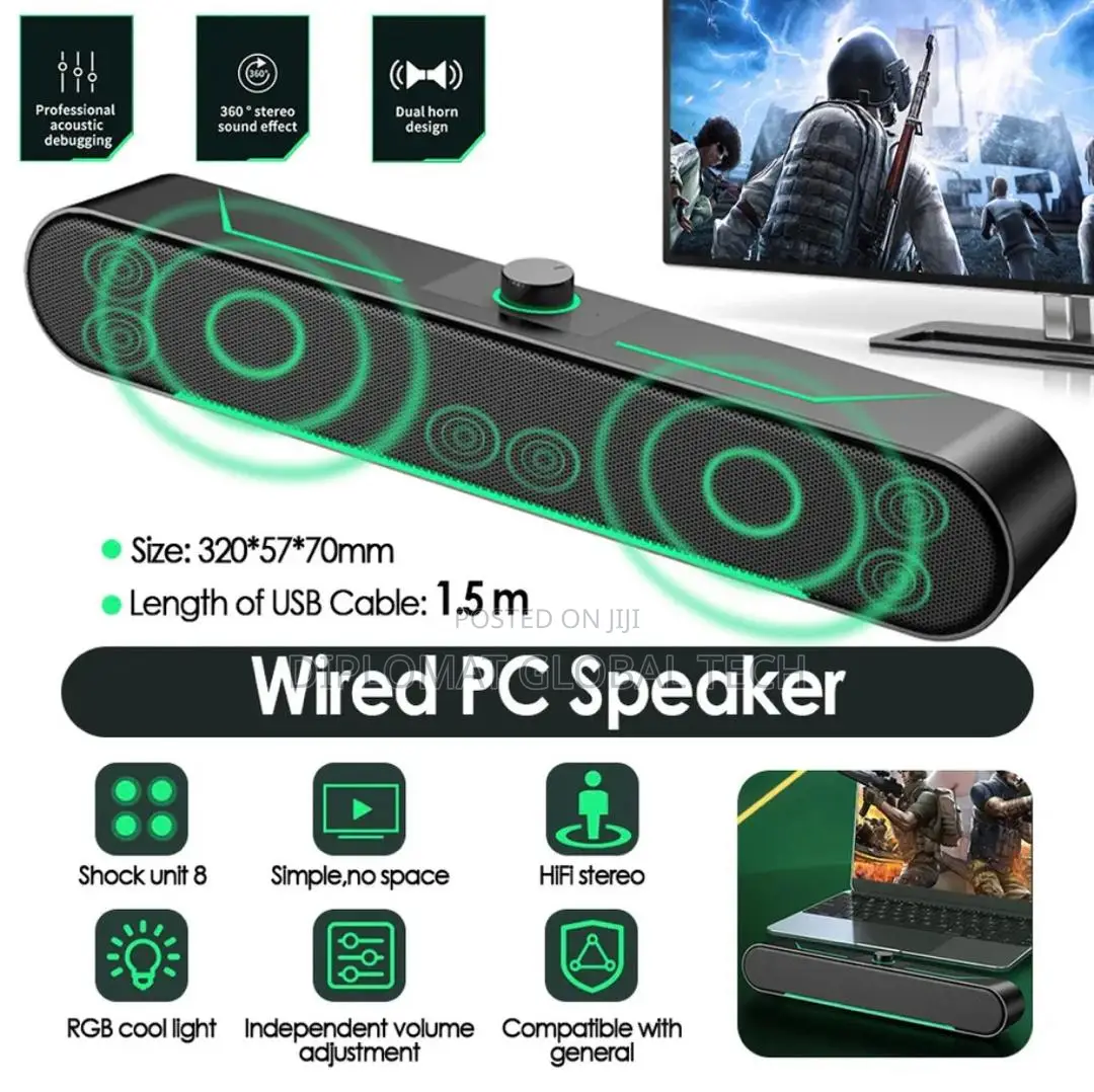 Wired Pc Speakers Led Light Computer Speakers Deep Bass