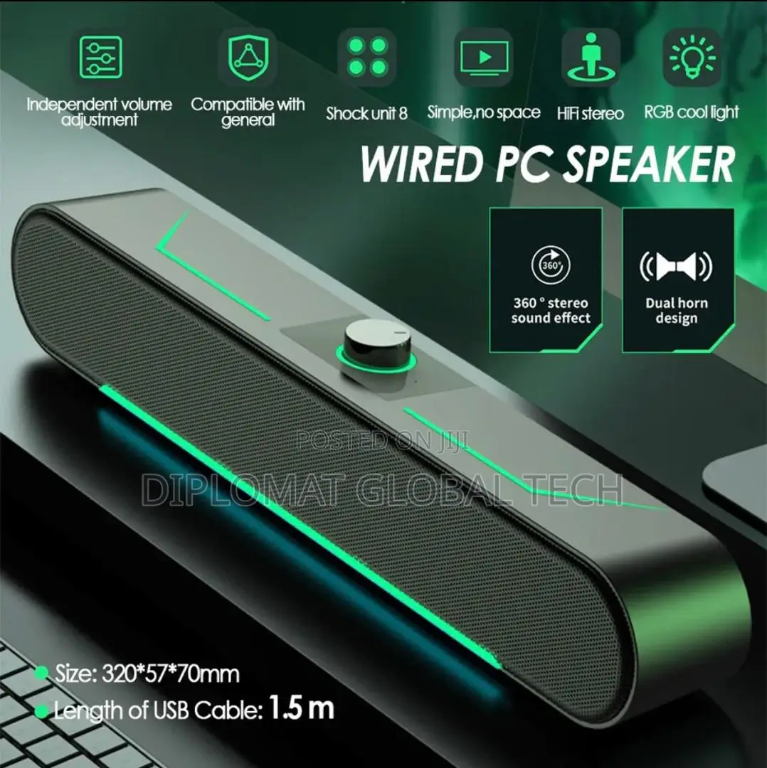 Wired Pc Speakers Led Light Computer Speakers Deep Bass