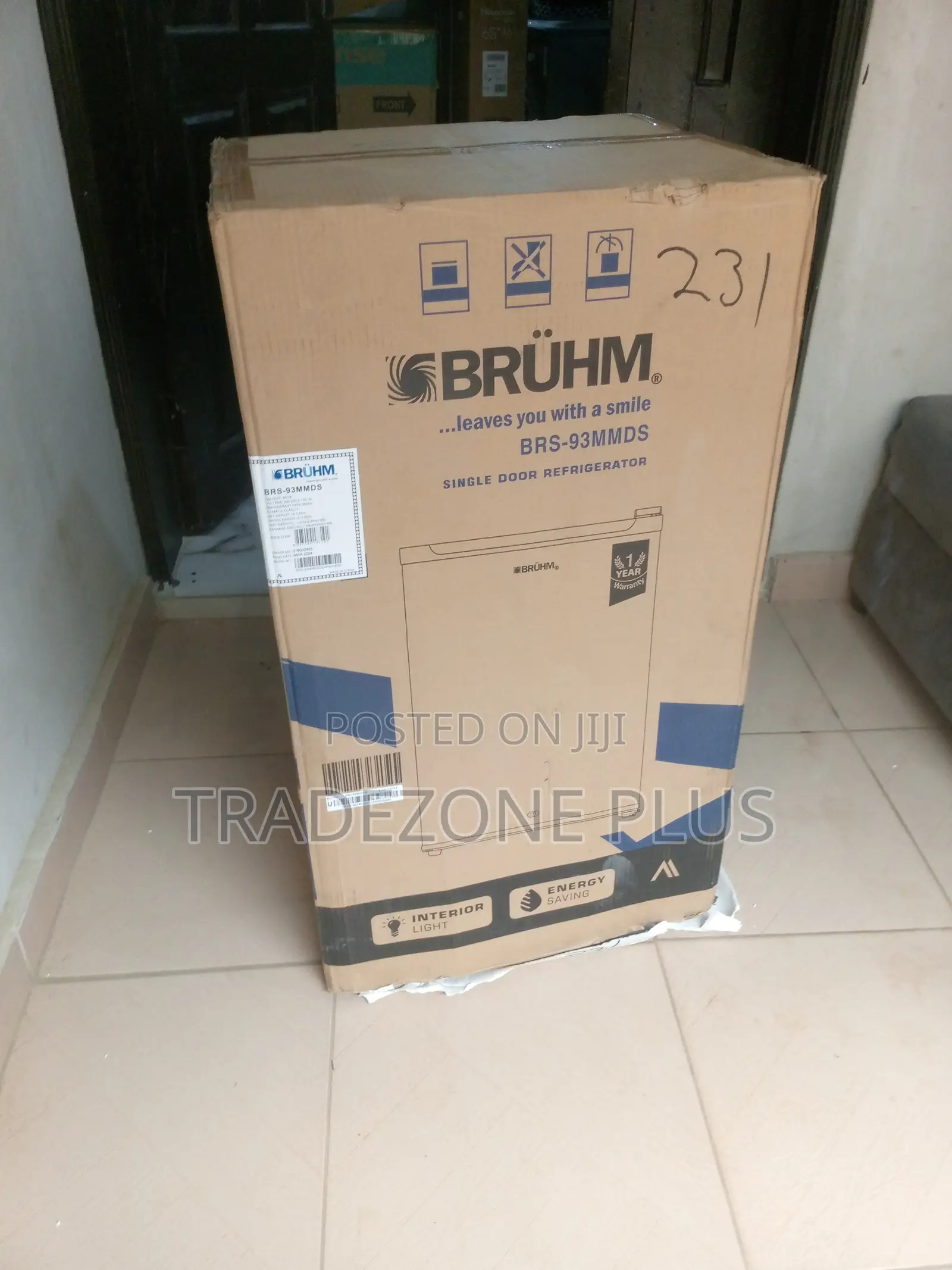 Super Cooling Bruhm 90lts Single Door Refrigerator [BRS-93MM