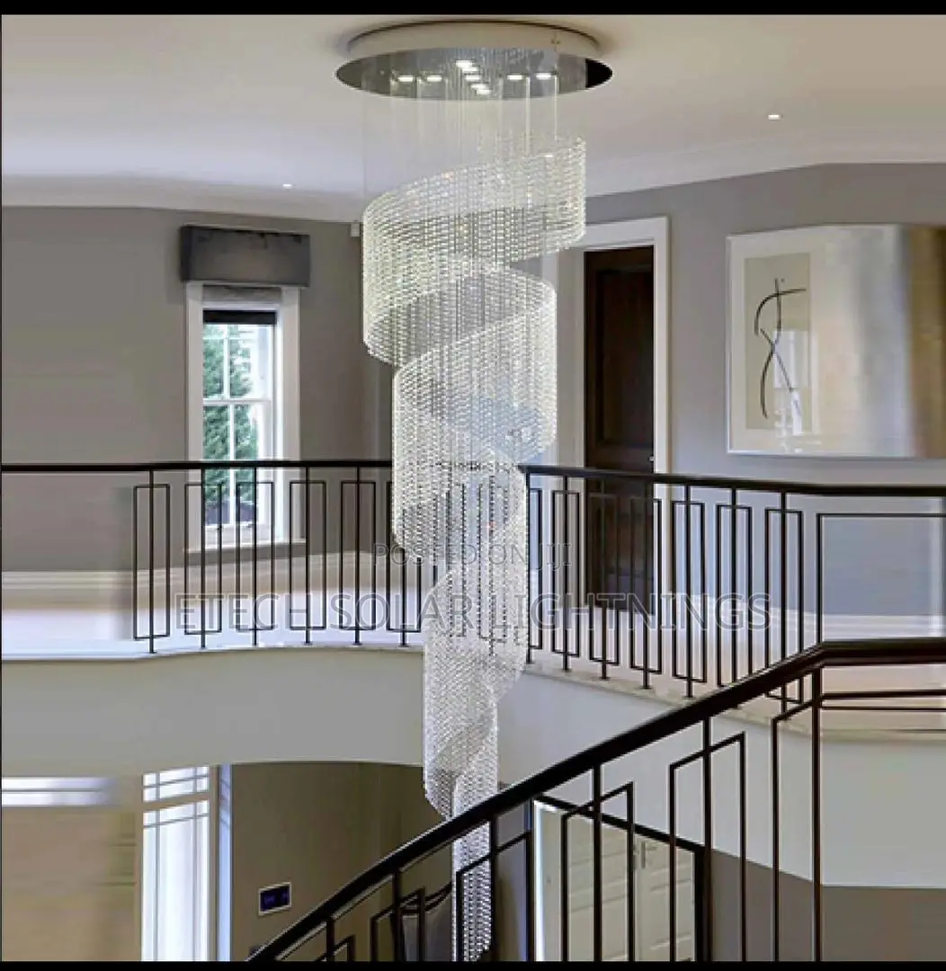 Modern Led Long Crystal Chandelier Light Hanging Fixture