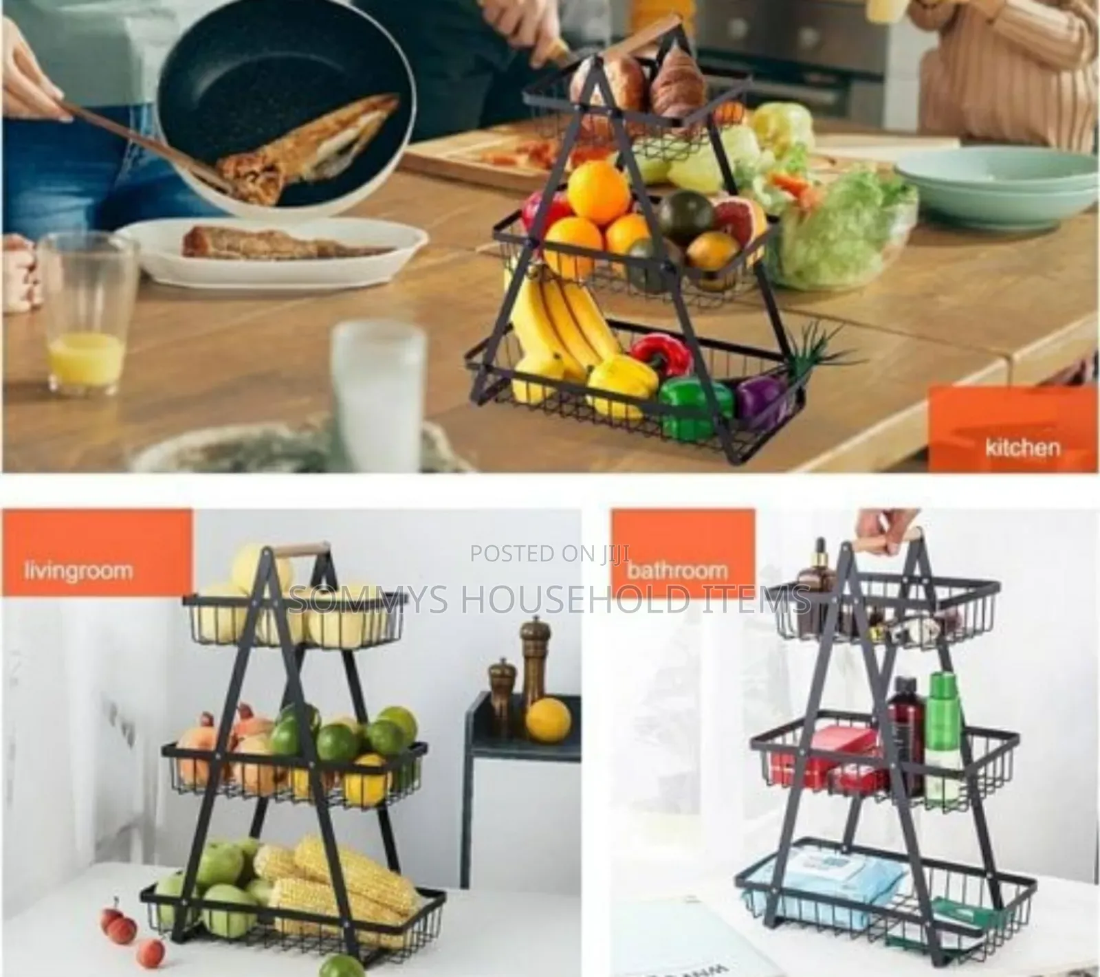 3 Tier Fruit Basket Detachable Rack Stand