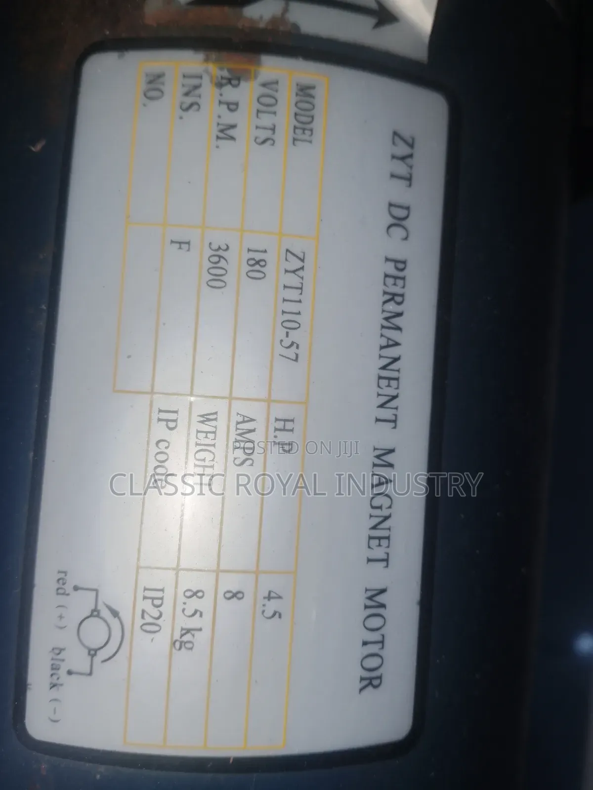 Original 100 Percent Copper DC Motor 180 Volts 3600 RPM