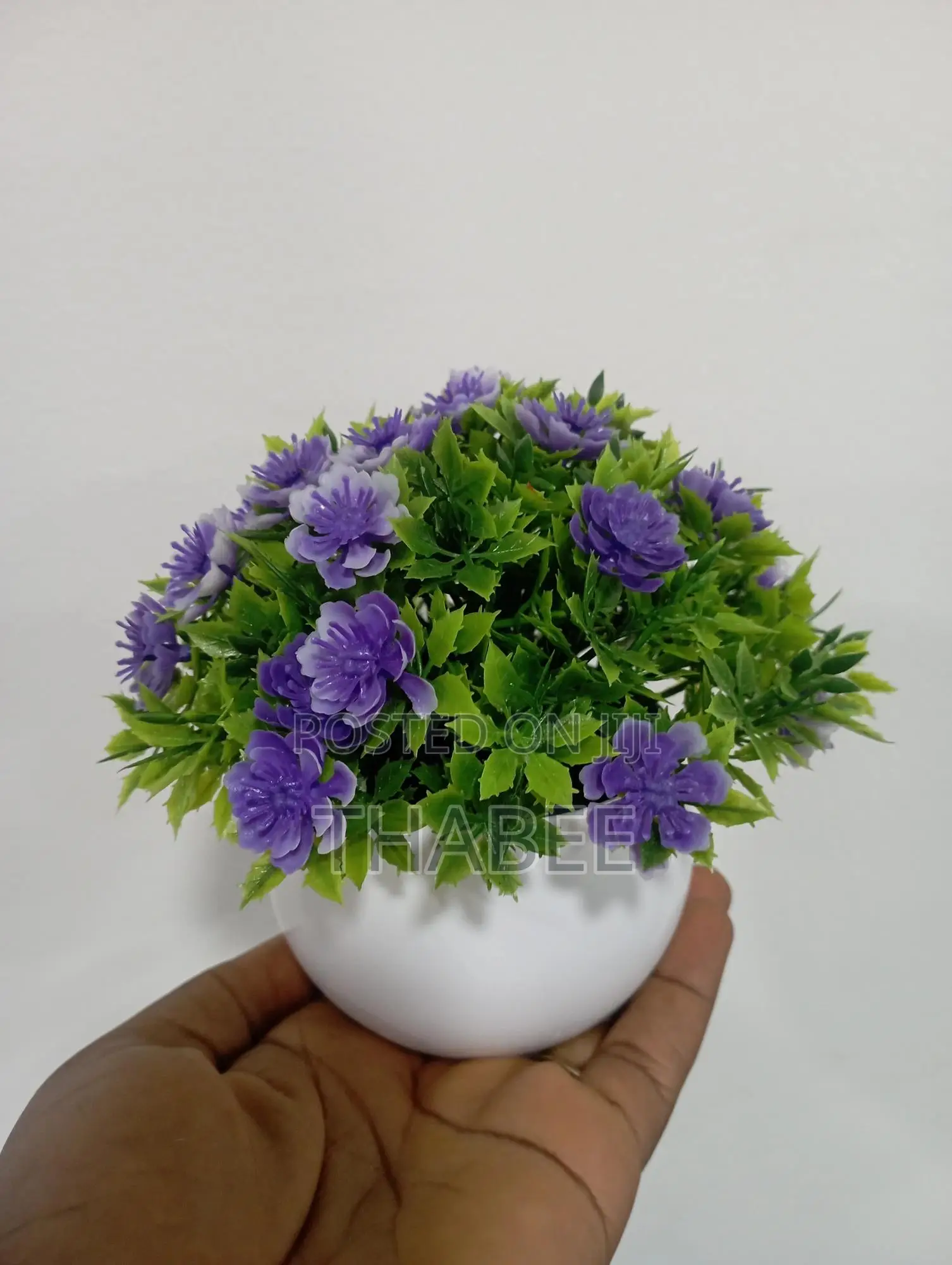 Purple Flower in White Acrylic Vase