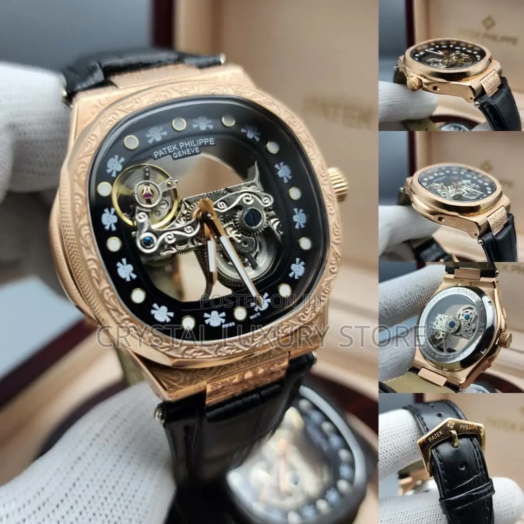 Patek Philippe Quality Luxury Men Leather Strap Wristwatch
