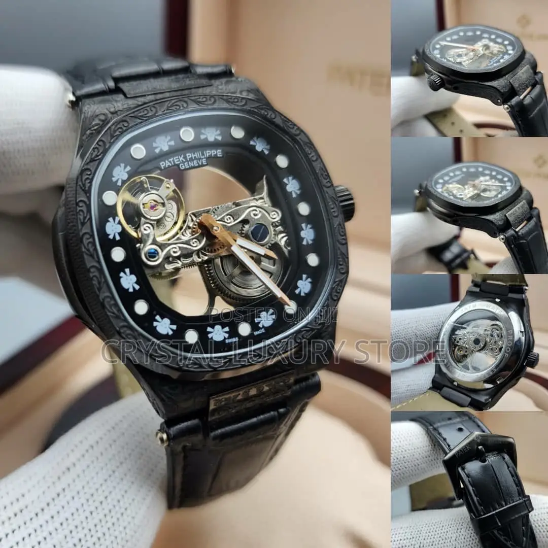Patek Philippe Quality Luxury Men Leather Strap Wristwatch