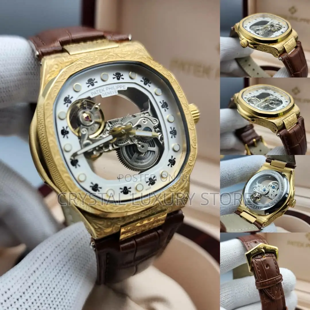 Patek Philippe Quality Luxury Men Leather Strap Wristwatch