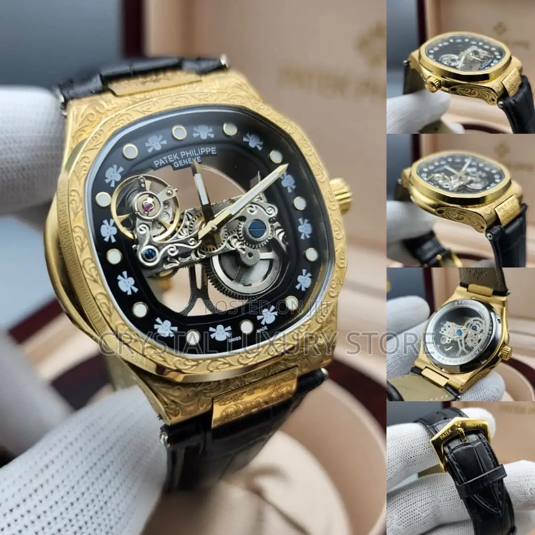 Patek Philippe Quality Luxury Men Leather Strap Wristwatch