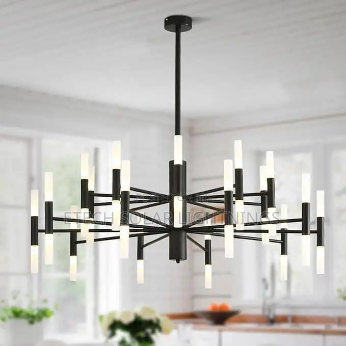 Living Room Dining Nordic Black Led Chandelier Light
