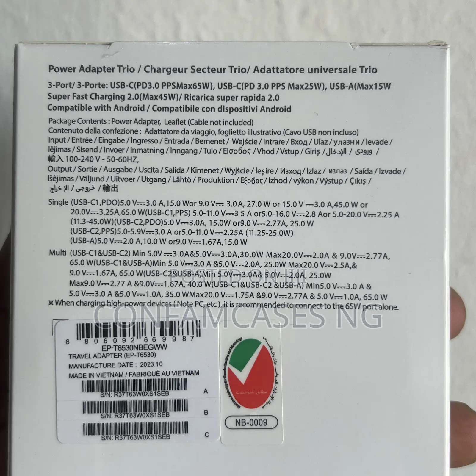 Original Samsung Super Fast Charger 65w With Type C Chord