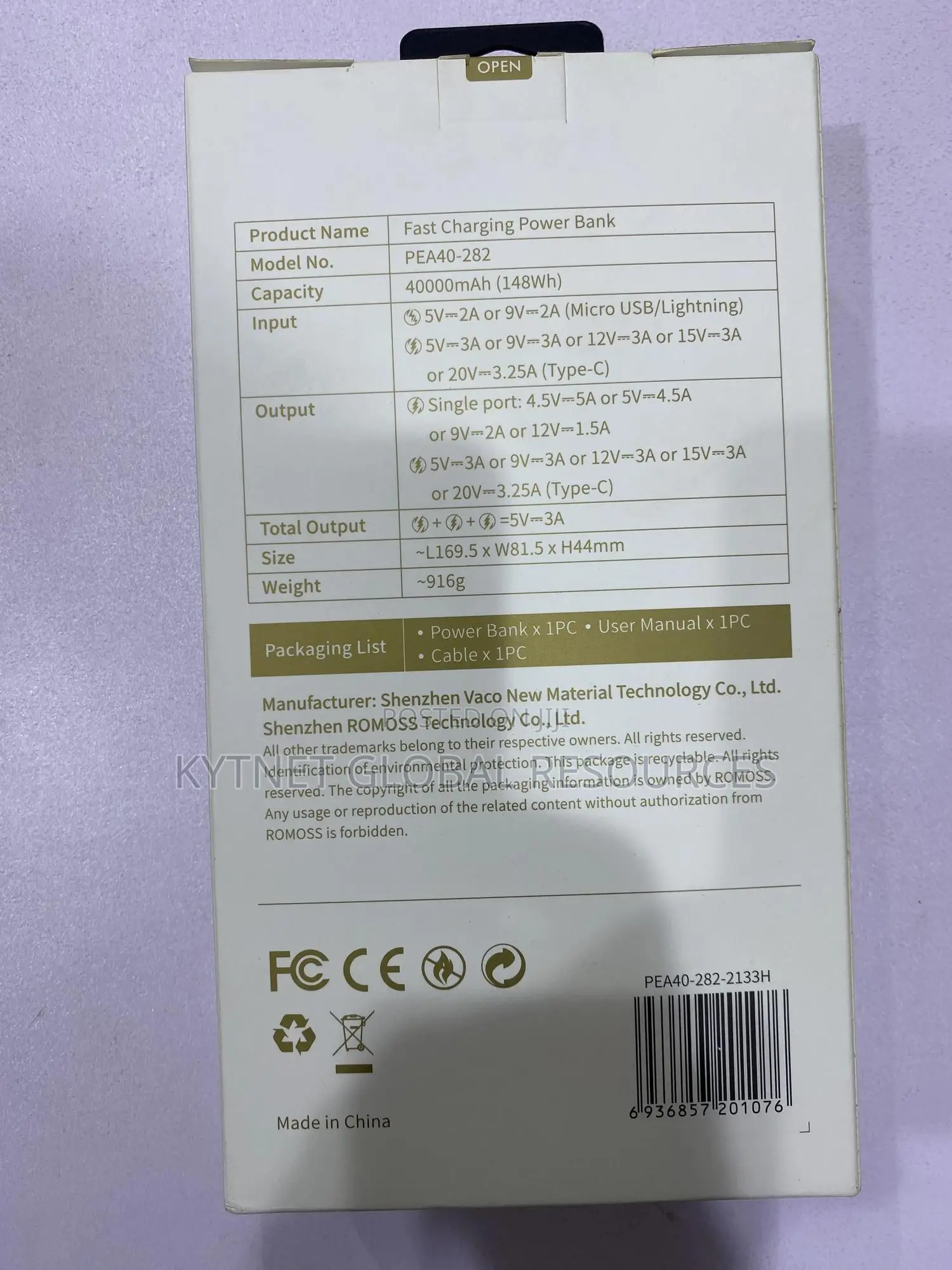 Pea 40 Pro 40000mah 65w Romoss Power Bank
