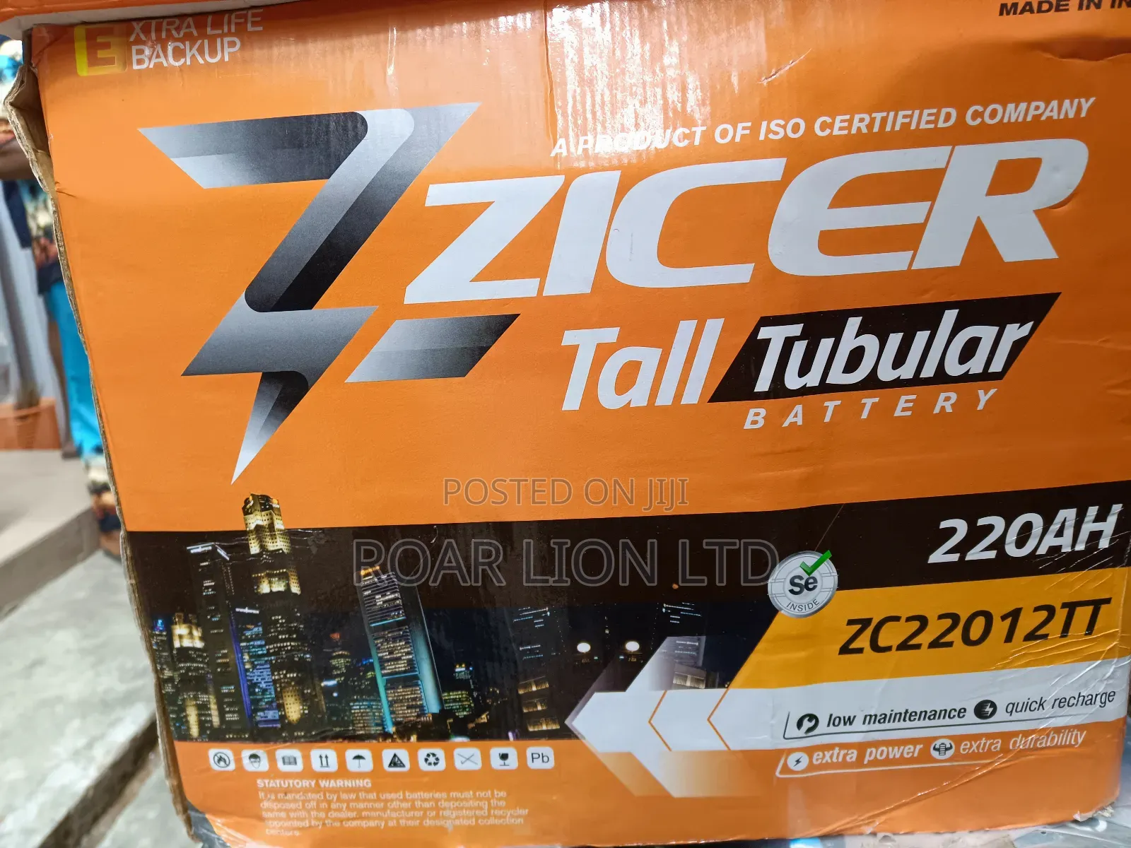 Zicer 220ah Tubular Battery