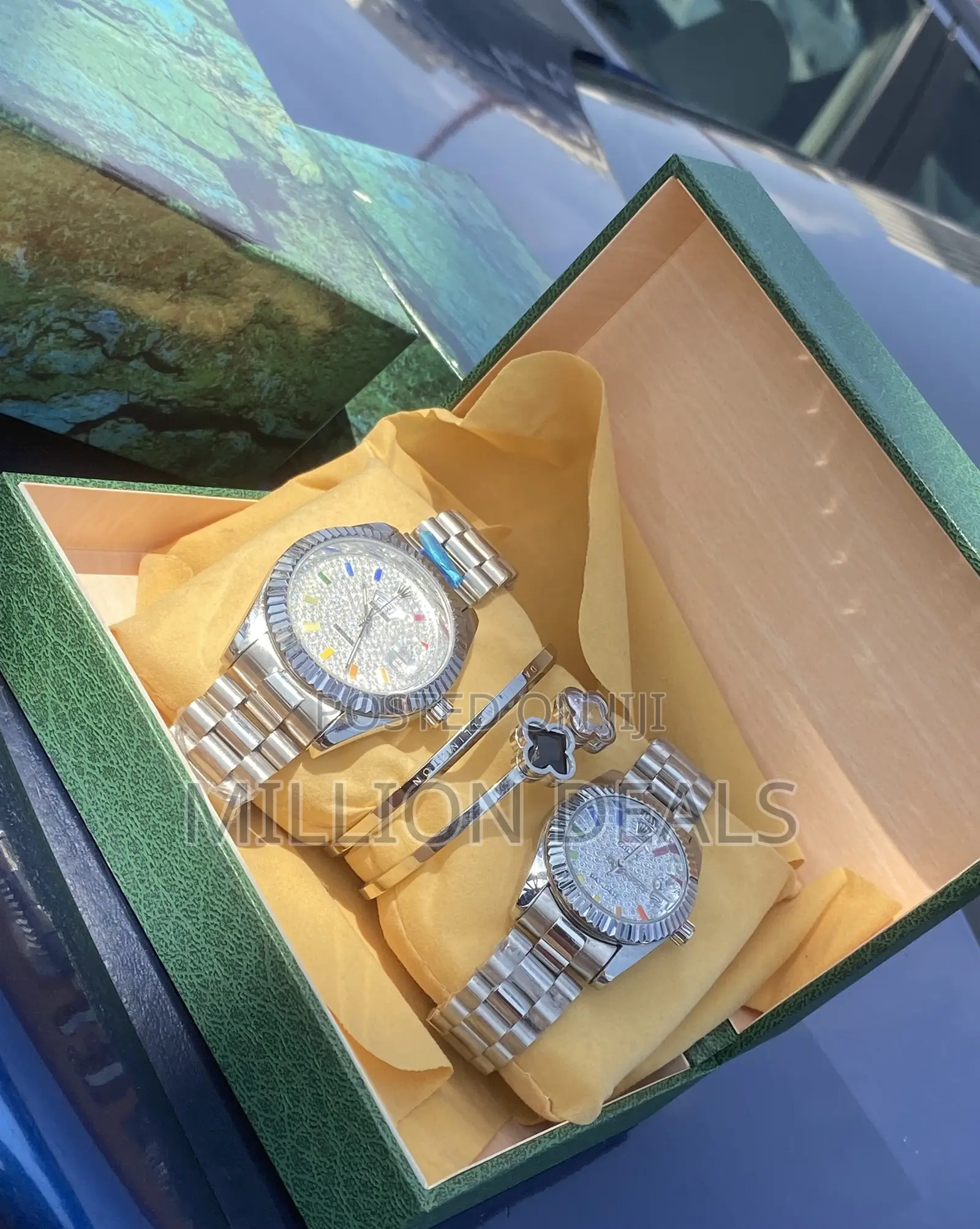His Hers Luxury 4 Pieces Wrist Watches N Braclets
