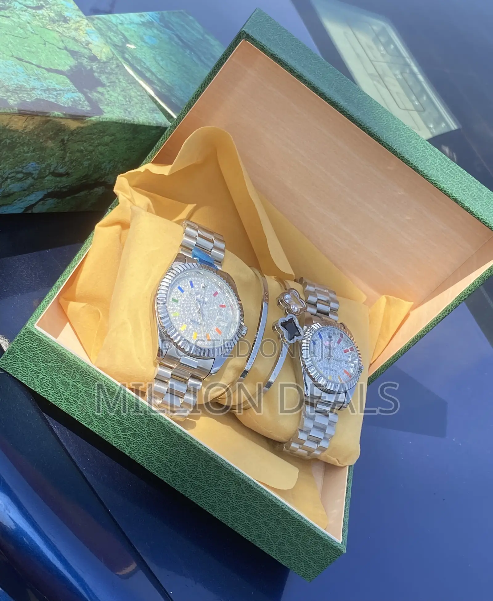 His Hers Luxury 4 Pieces Wrist Watches N Braclets