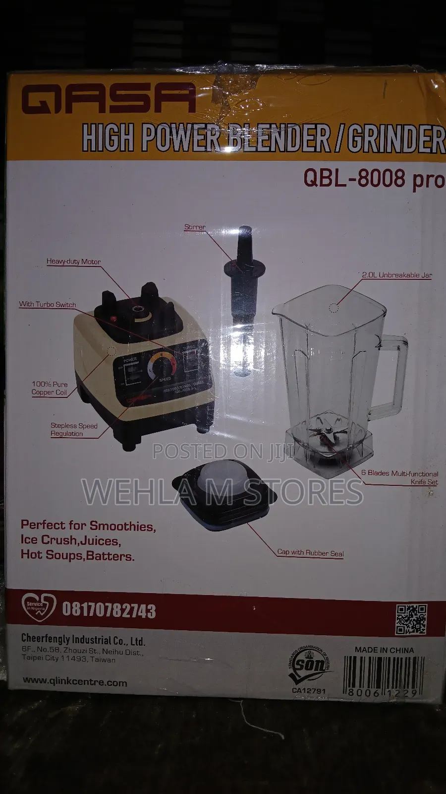 Qasa High Power Blender Grinder QBL-8008 Pro