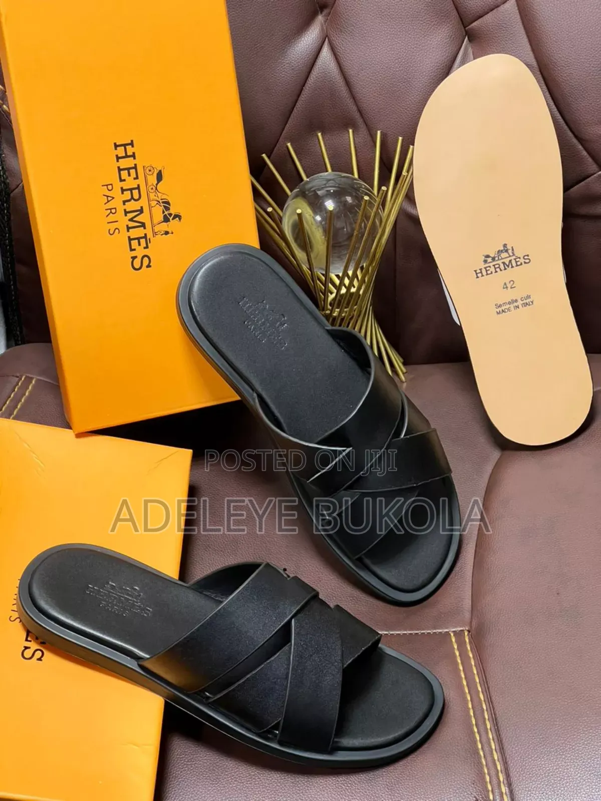 Hermes Luxury Leather Slippers