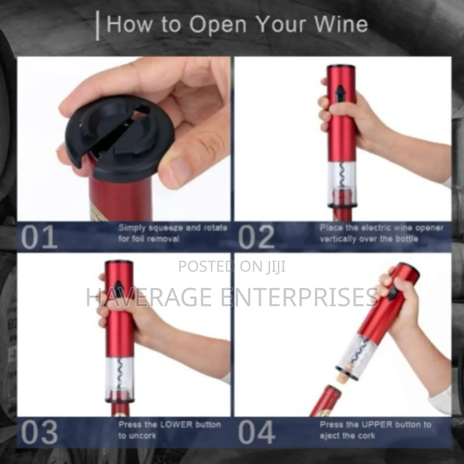 Electric Wine Bottle Opener Corkscrew Cork Remover