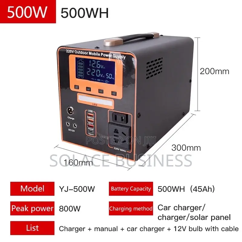 TOFEM Portable Power Station 500W, 512WH - Lifepo4 Battery