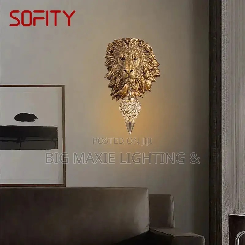 Modern Vintage Royal Lion Head Wall Light Decor