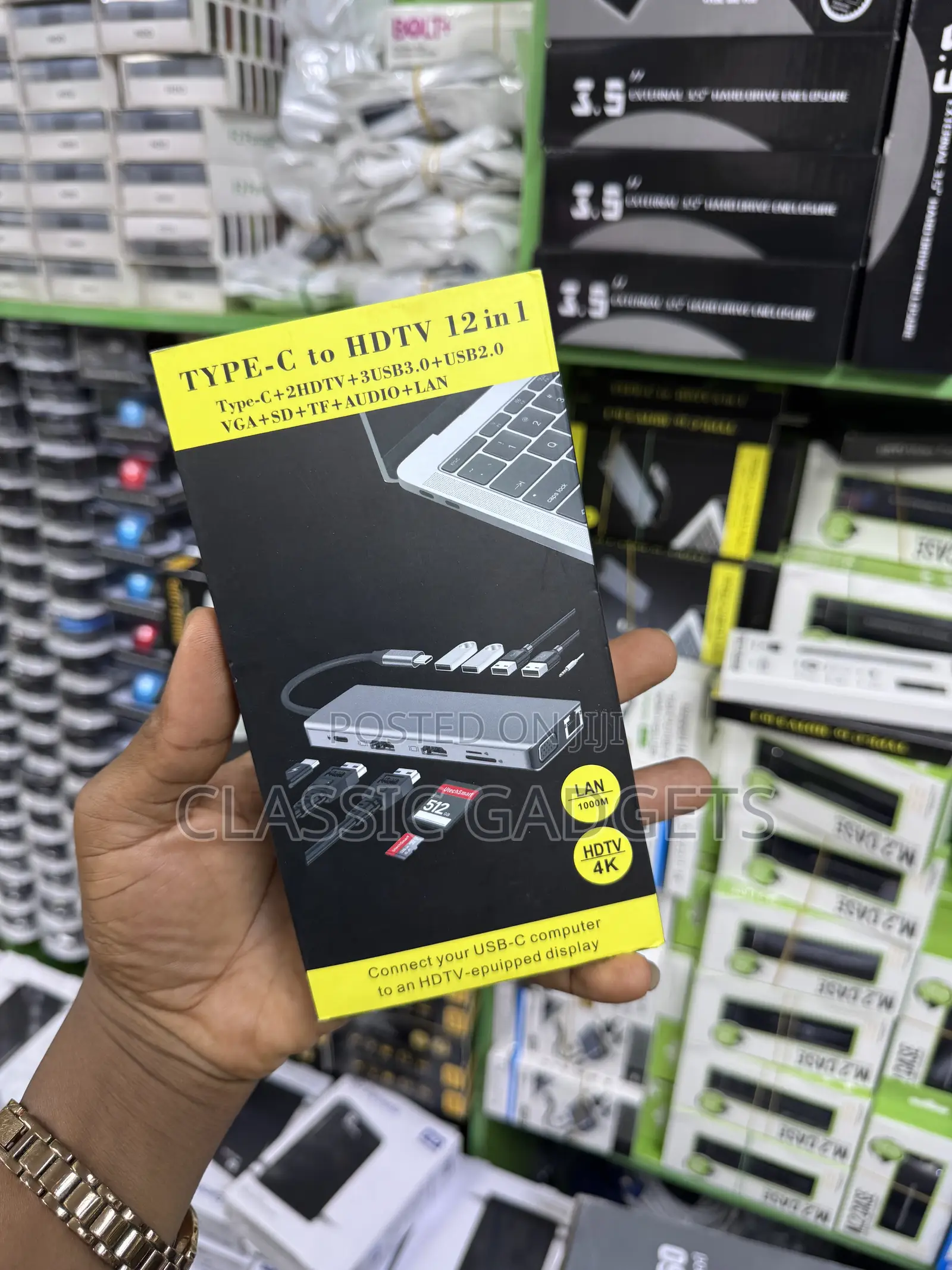 Type-C to HDTV 12 in 1 Hub ( INCLUDE 2 HDMI PORTS )
