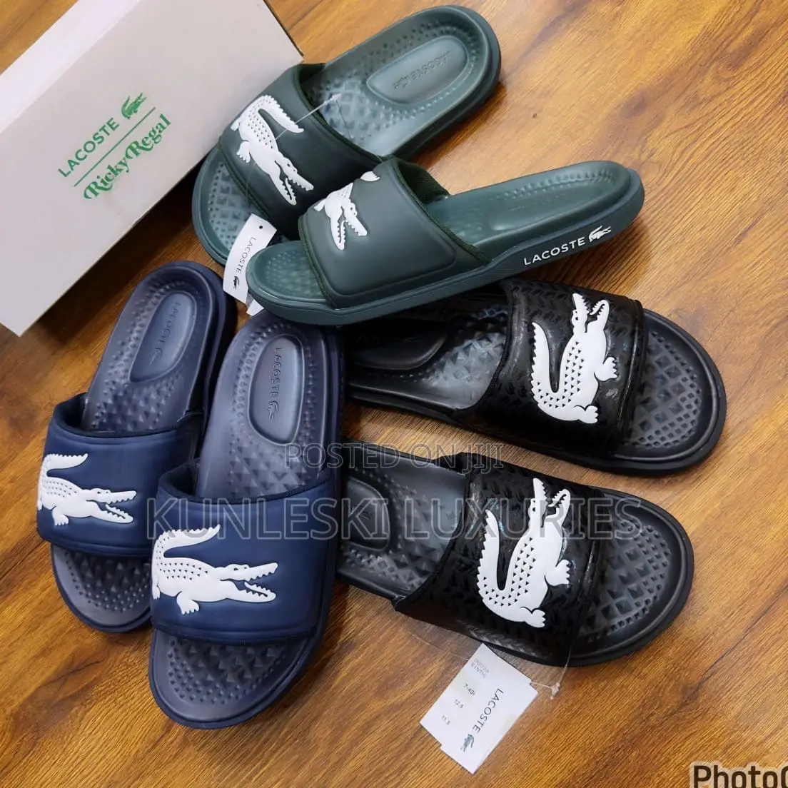 Original Lacoste Croco Synthetic Logo Slides Available