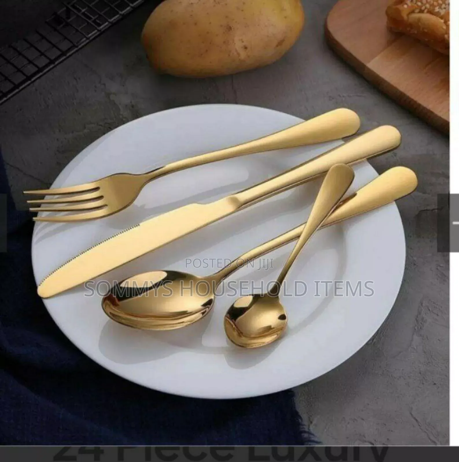 24pcs Cutlery Gold Spoon Set With Case