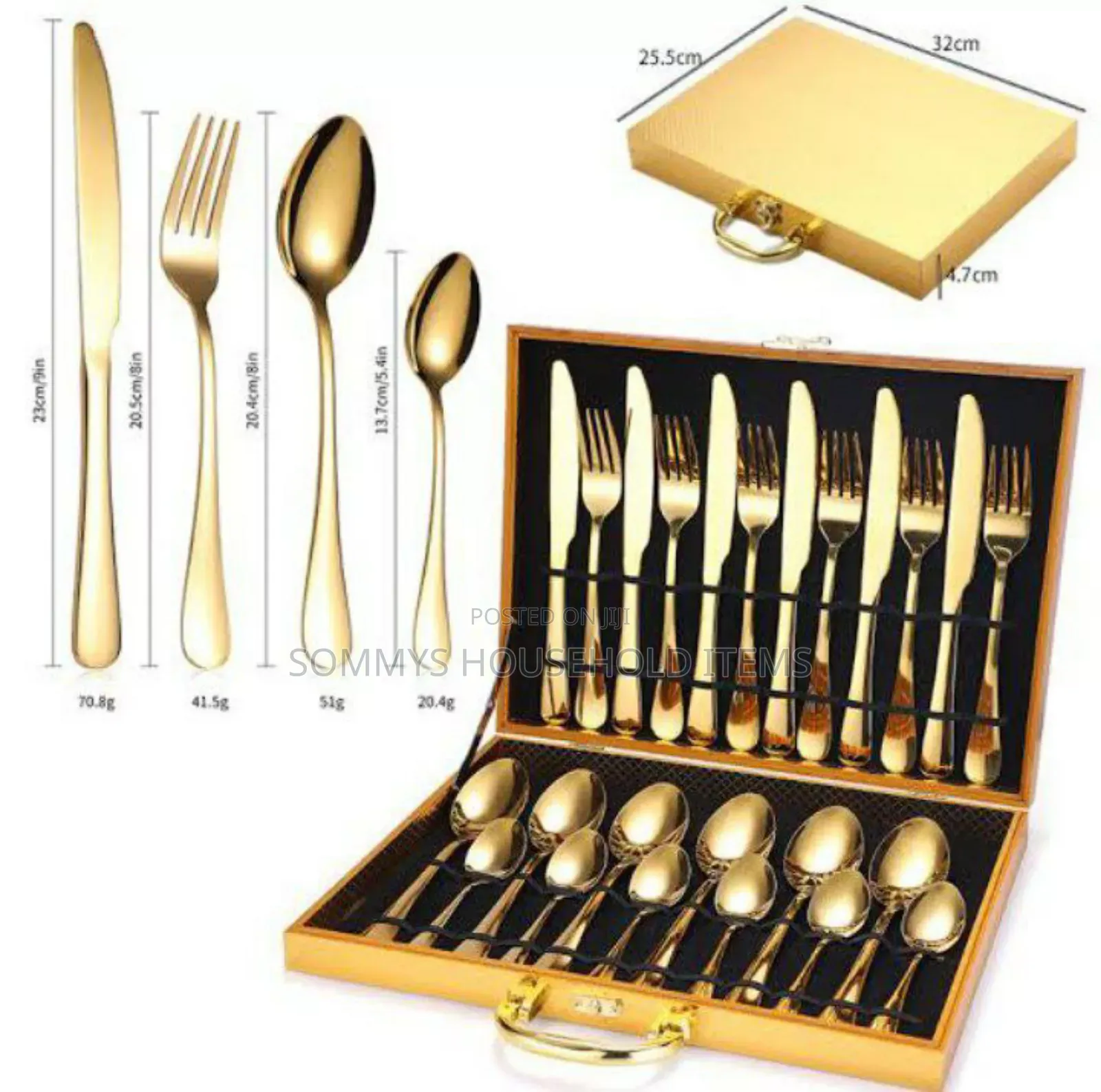 24pcs Cutlery Gold Spoon Set With Case