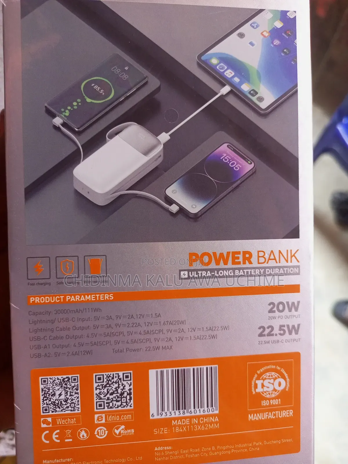 Ldnio 30000mah 22.5w Fast Charging Power Bank