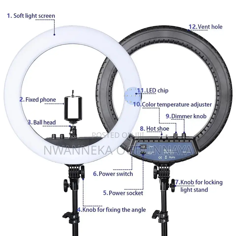 18 Inch 55W Photographic Lighting Led Ring Light